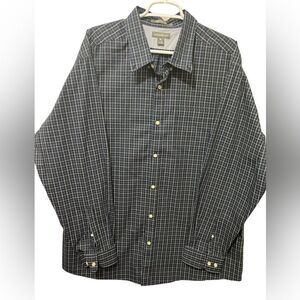 Eddie Bauer Dress Shirt Mens Blue Plaid Check Wrinkle Free Relaxed 2XL